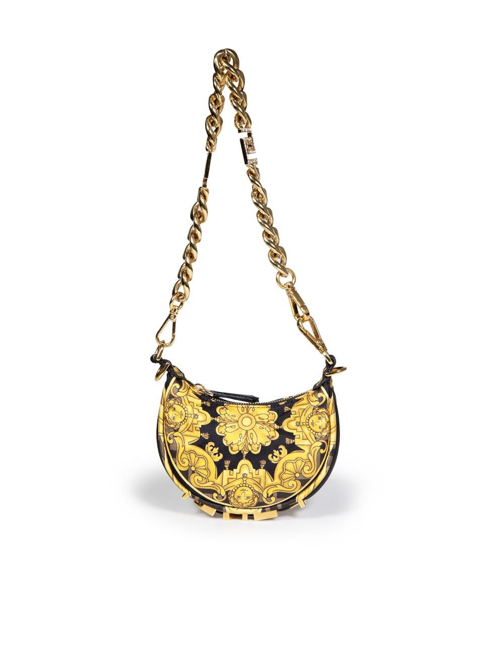 Fendi Fendi x Versace Silk Fendace Baroque Nano Fendigraphy Hobo Charm In Excellent Condition For Sale In London, GB