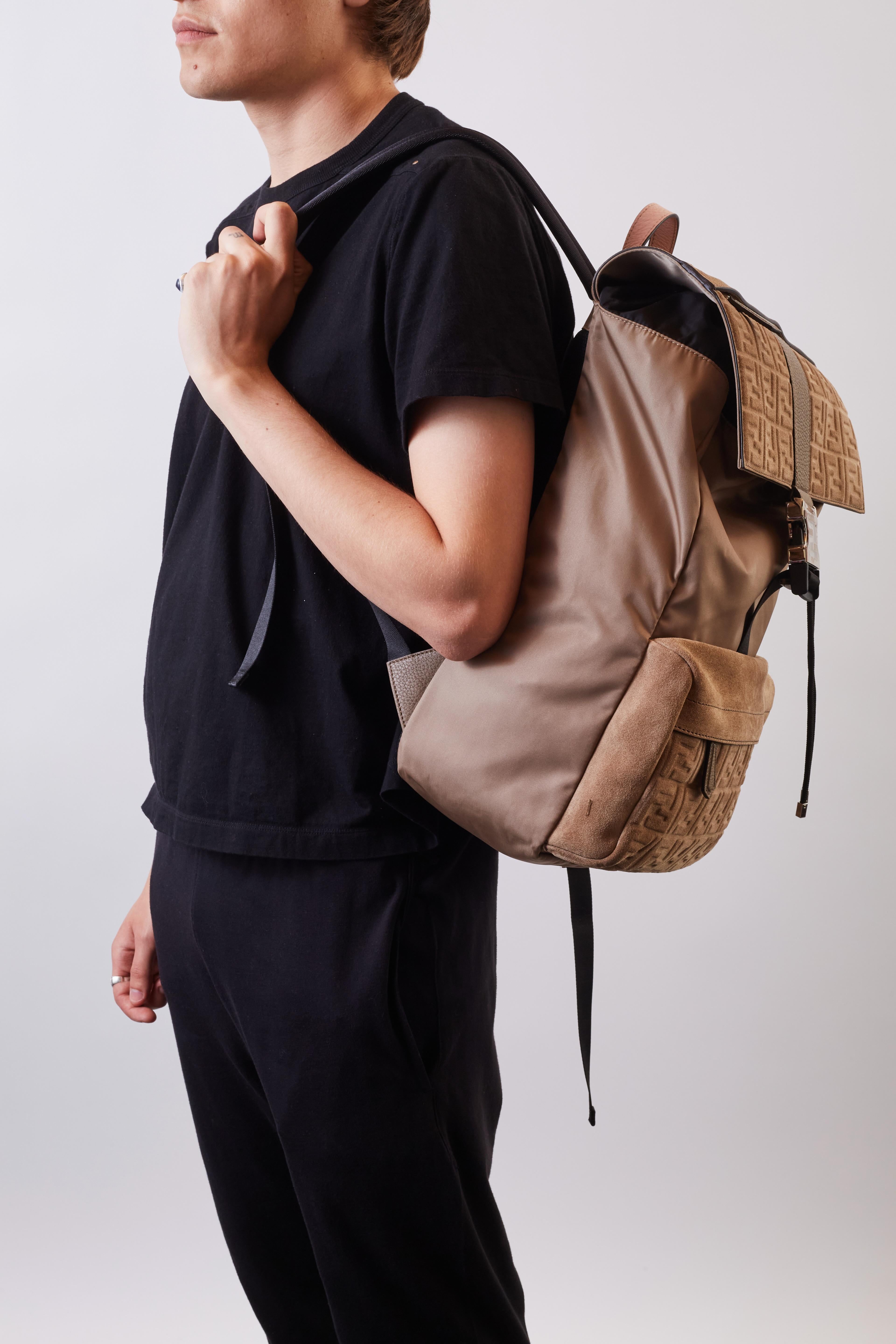 Women's Fendi Fendiness Roma FF Medium Brown FF Backpack (7VZ066) For Sale