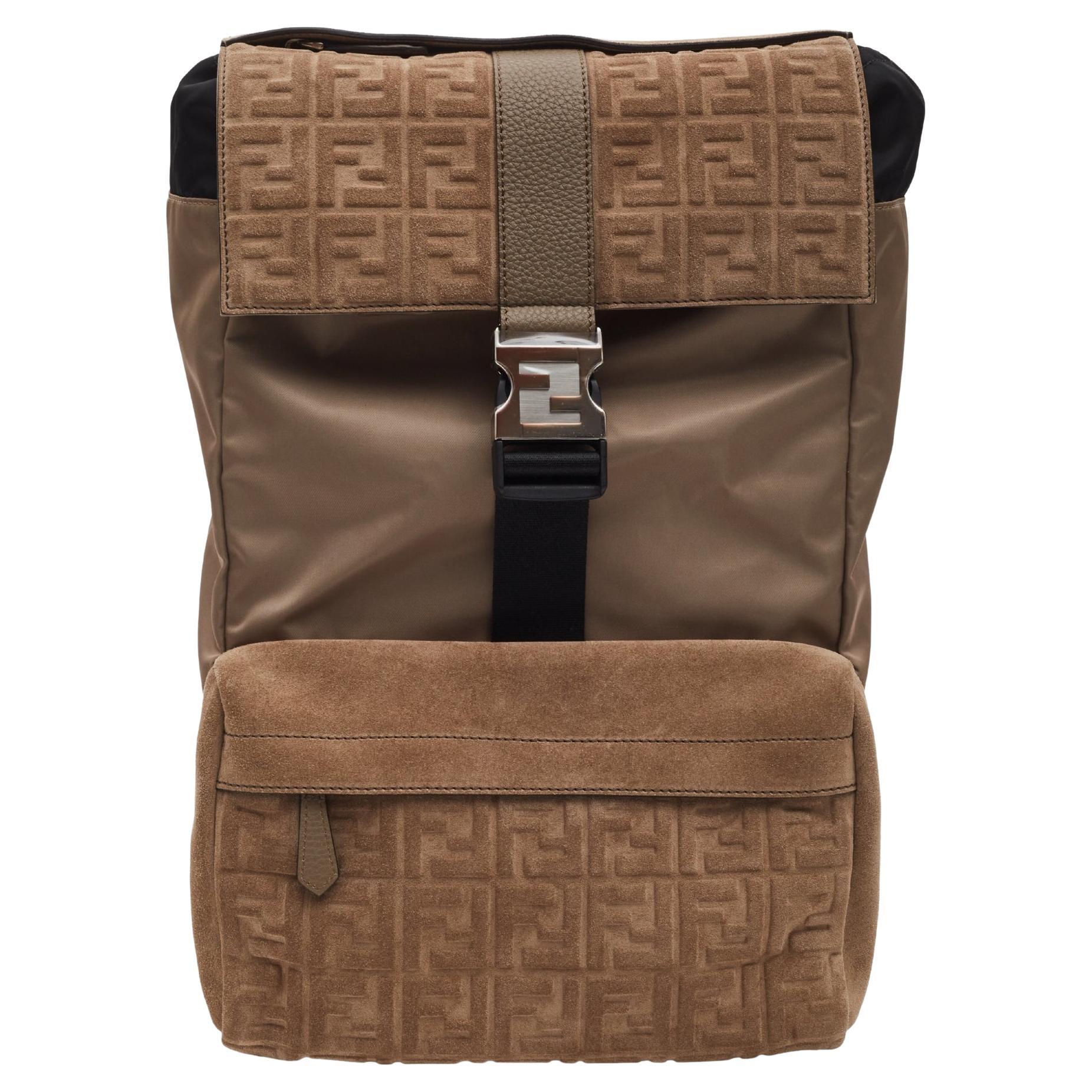 Fendi Fendiness Roma FF Medium Brown FF Backpack (7VZ066)
