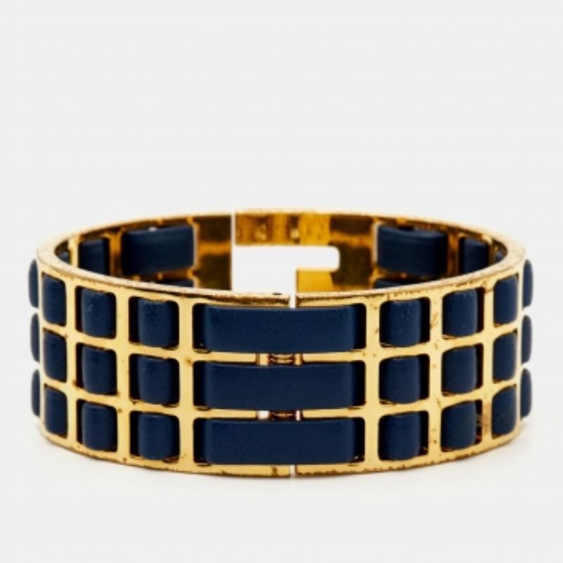Pulsera Fendi Fendista Piel Tono Oro M en venta 1