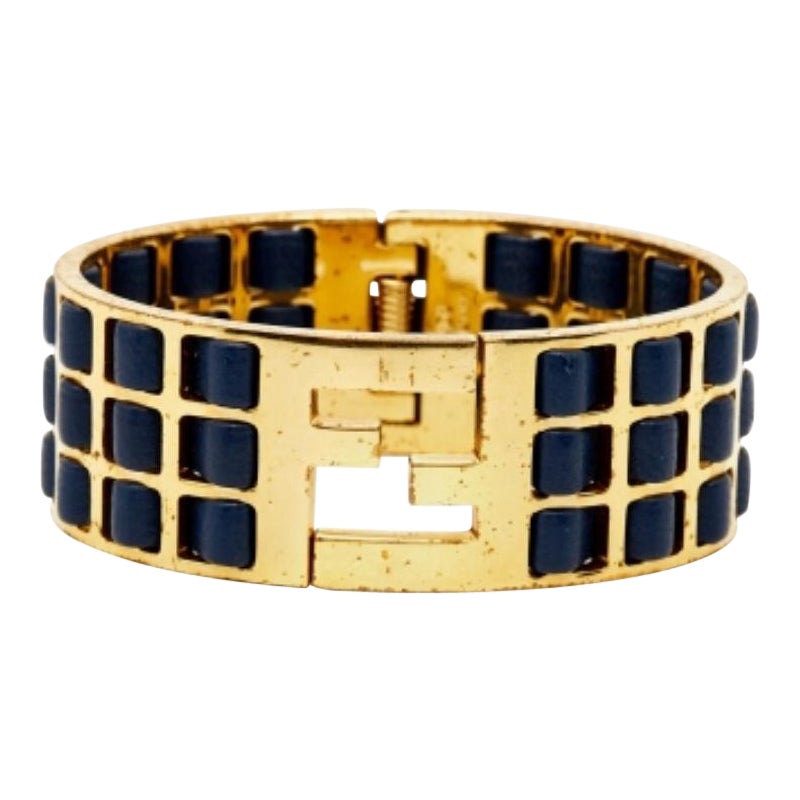 Fendi Fendista Armband aus goldfarbenem Leder M