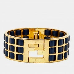 Fendi Bracelet Fendista en cuir doré M