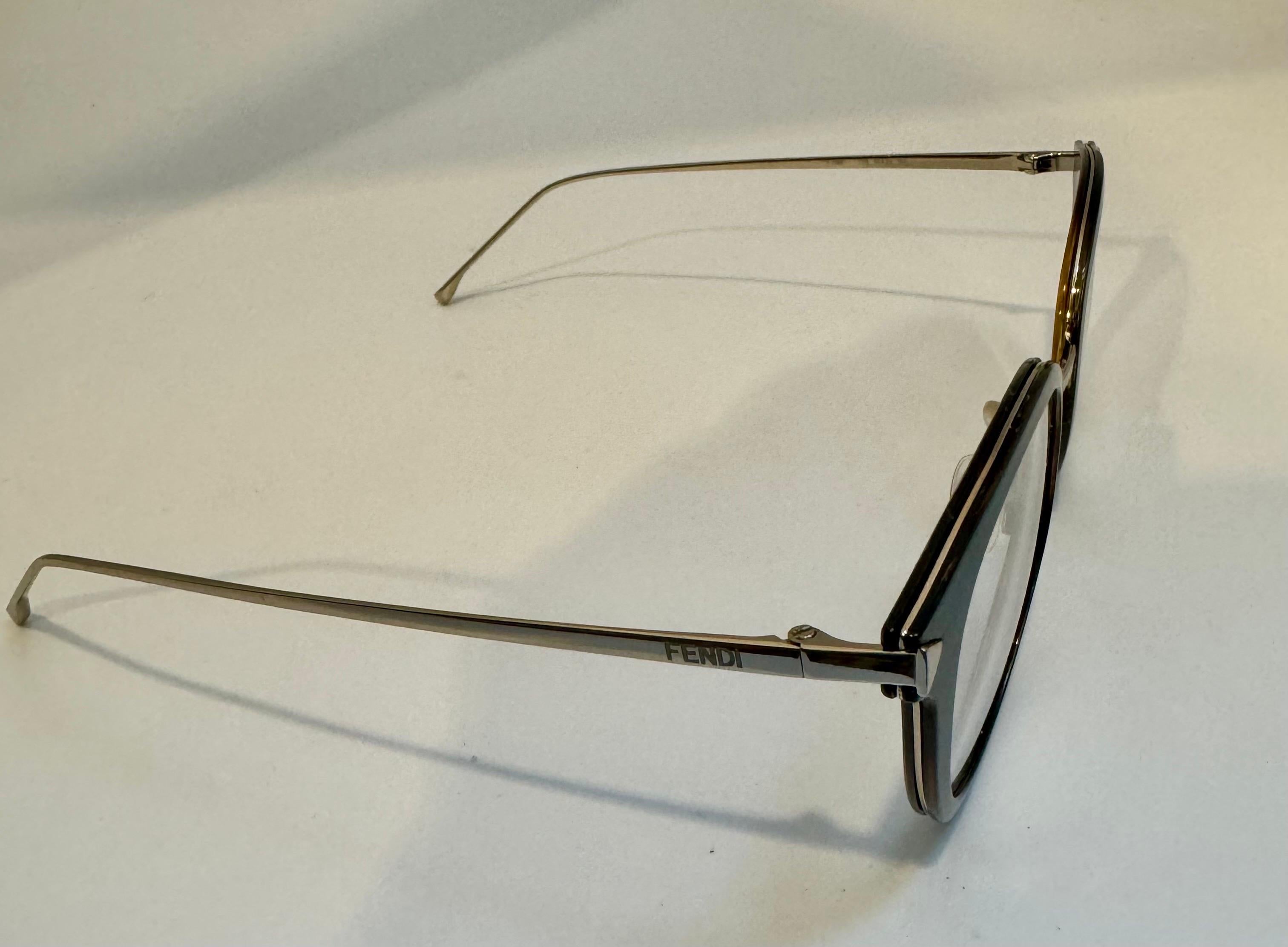 Fendi FF 0166 V59 48-20 140 Optical Blue Gold Eyeglasses For Sale 3
