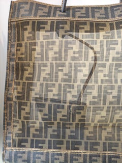 Fendi Vintage Unisex FF Beach Tote Bag in Brown Leather, 40x36cm