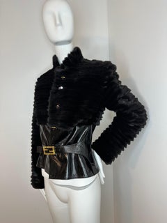 Fendi FF belt mink jacket