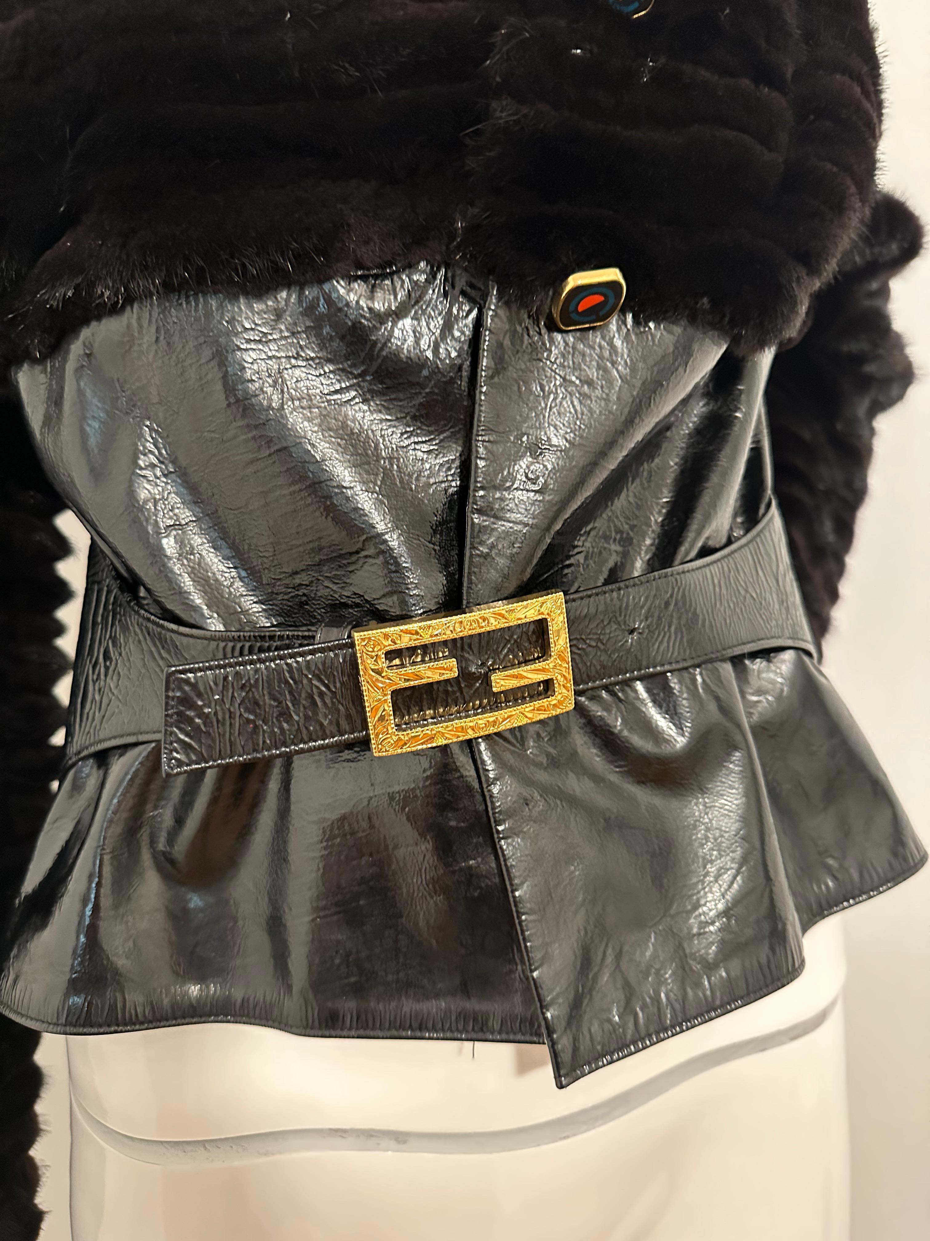 Fendi FF belt mink jacket In Excellent Condition For Sale In Annandale, VA