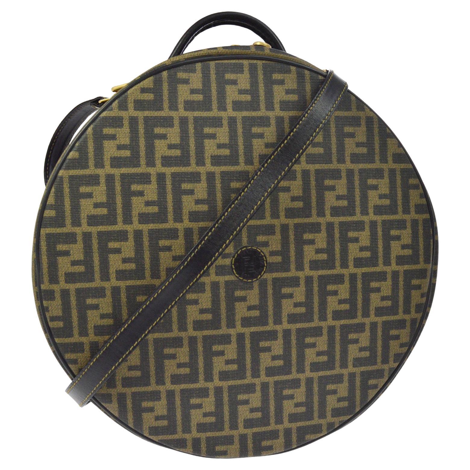 Fendi FF Circle Round Vintage Rare 90's Top Handle Shoulder Bag  In Excellent Condition For Sale In Miami, FL