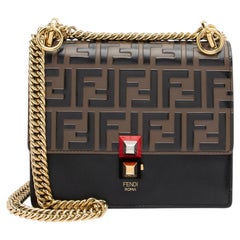 Fendi FF Embossed Calfskin Kan I Small Shoulder Bag