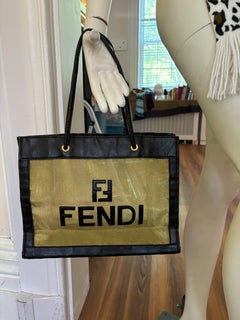 Fendi FF Gold See Through Mesh and Leather Tote/Shopper