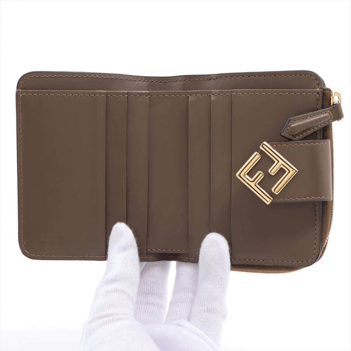 Women's Fendi FF Iterlocking Logo Leather Wallet Brown For Sale