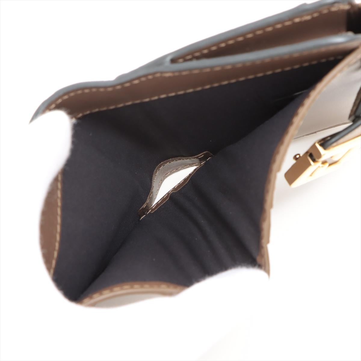 Fendi FF Iterlocking Logo Leather Wallet Brown For Sale 1