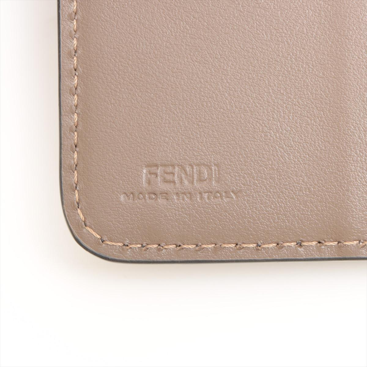 Fendi FF Iterlocking Logo Leather Wallet Brown For Sale 3