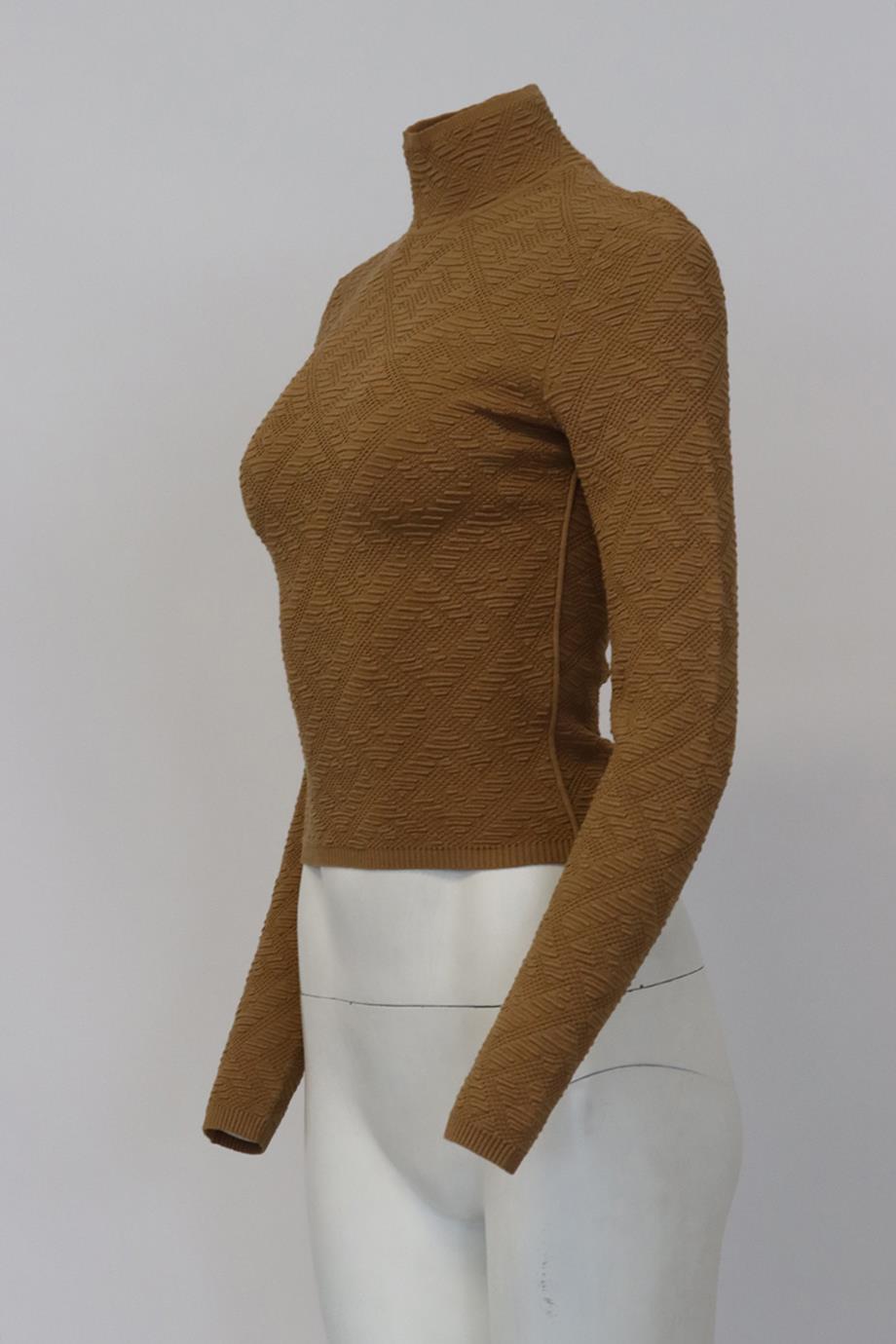 Fendi Ff Jacquard Stretch Knit Turtleneck Sweater It 38 Uk 6 In Excellent Condition In London, GB
