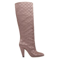 FENDI FF Karligraphy botas altas de raso marrón con monograma EU35