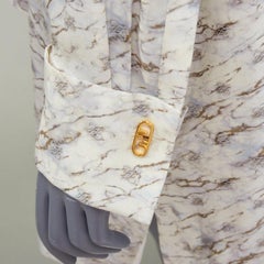 FENDI FF Karligraphy off white monogram marble print midi dress IT42 M