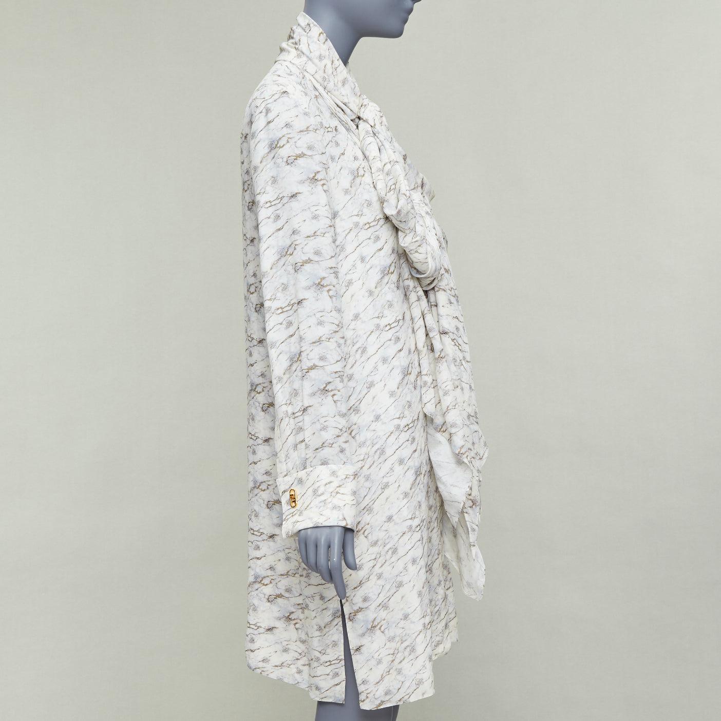 FENDI FF Karligraphy blanco roto vestido midi con estampado de mármol IT42 M en Excelente estado para la venta en Hong Kong, NT