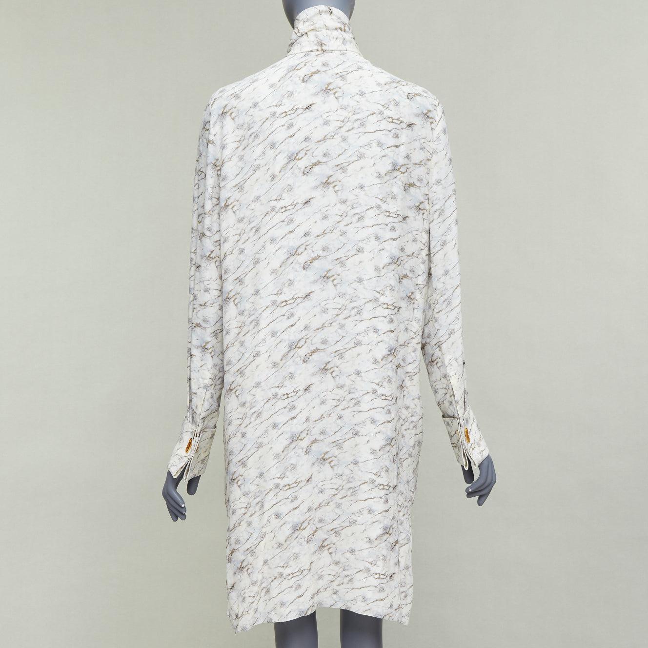 De las mujeres FENDI FF Karligraphy blanco roto vestido midi con estampado de mármol IT42 M en venta