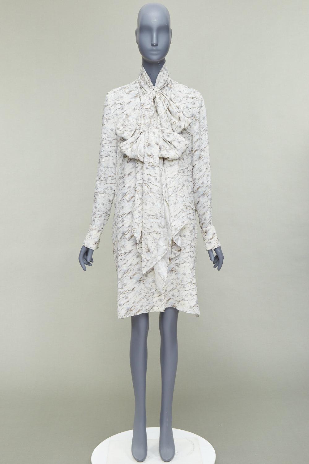 FENDI FF Karligraphy blanco roto vestido midi con estampado de mármol IT42 M en venta 4