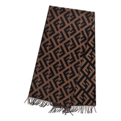 Fendi ‘FF’ Logo Cashmere Fringed Scarf