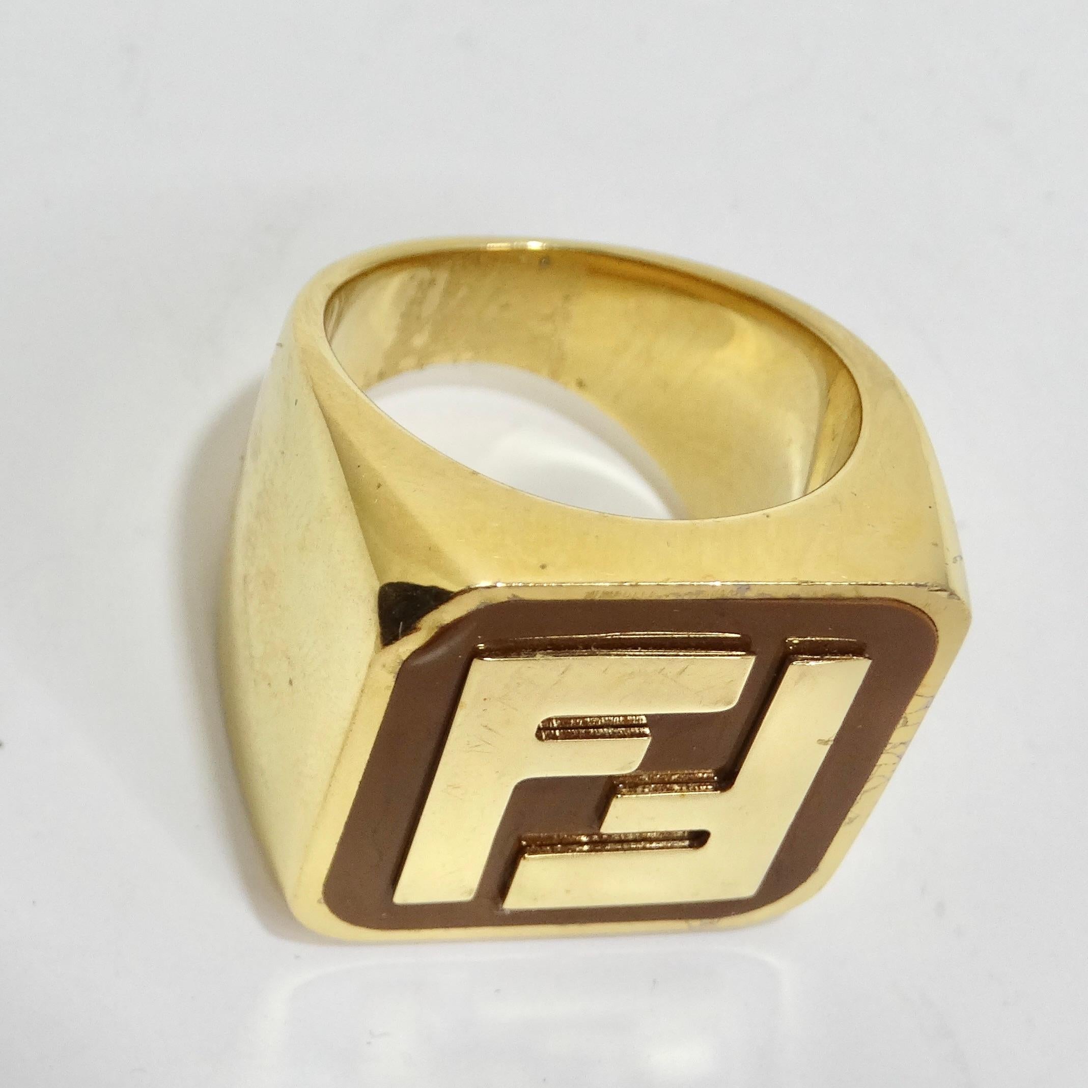 Bague en or avec logo FF de Fendi Bon état - En vente à Scottsdale, AZ