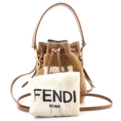 Fendi FF Logo Mon Tresor Bucket Bag Printed Shearling with Leather Mini