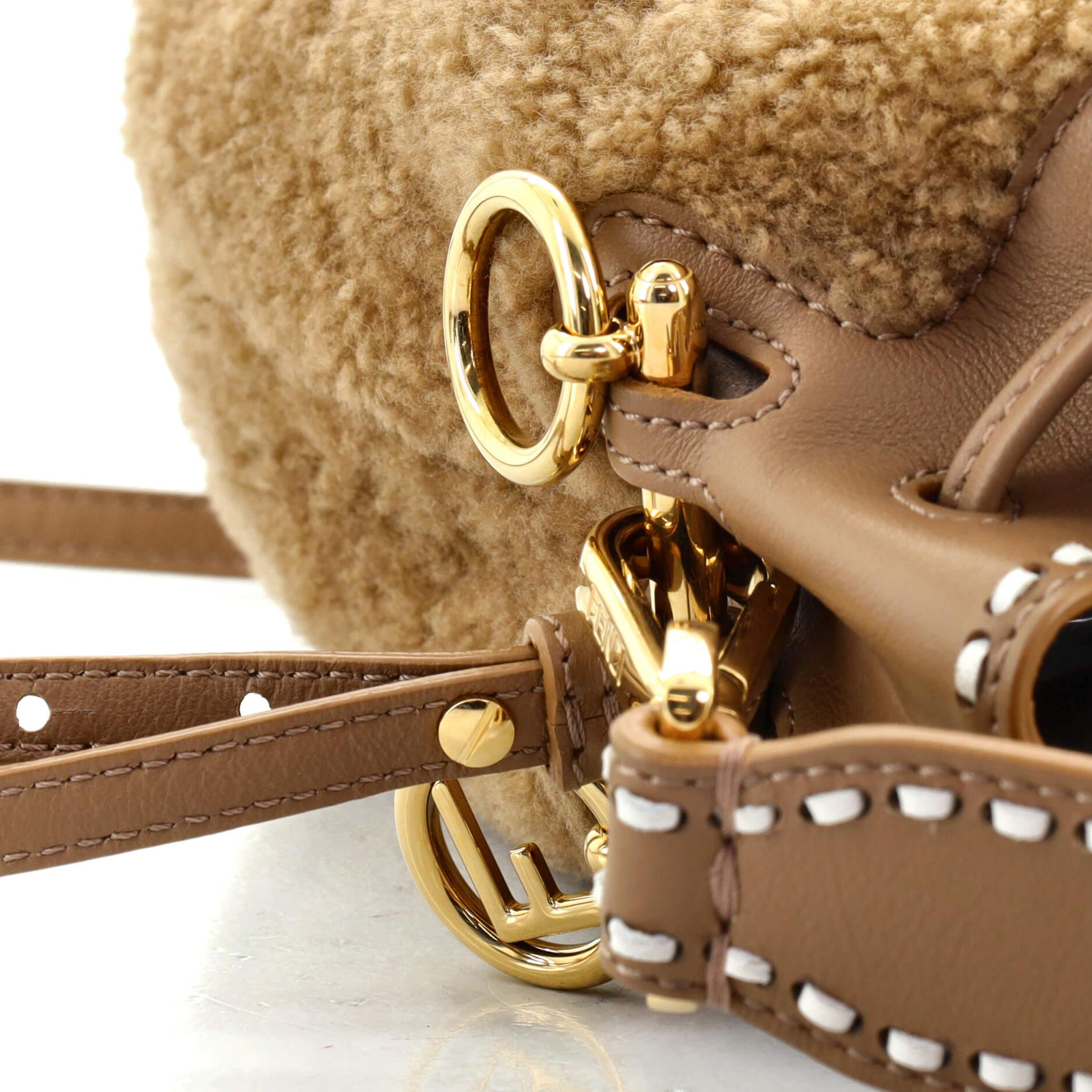 Fendi FF Logo Mon Tresor Bucket Bag Printed Shearling with Leather Mini