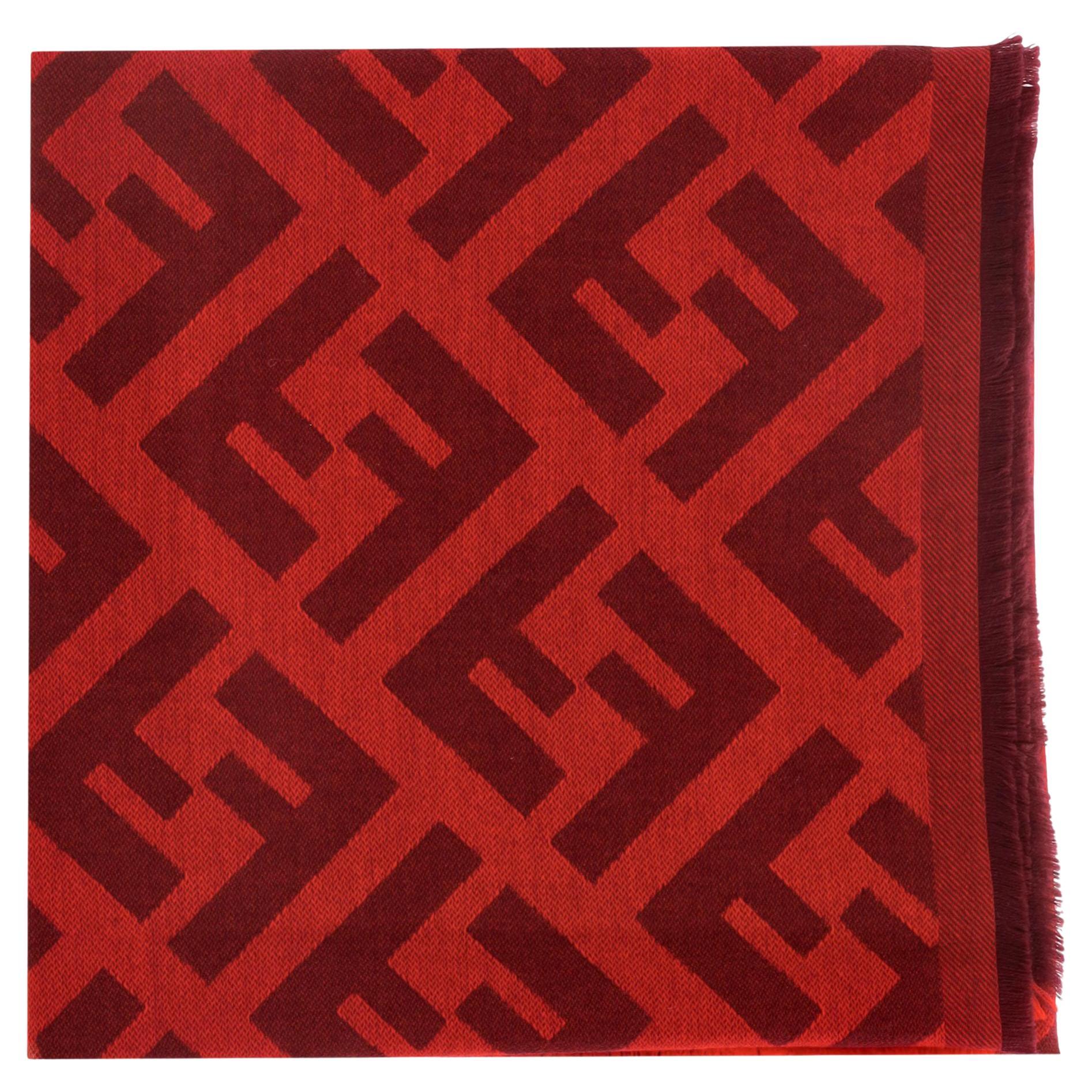 Fendi 'FF' Logo Monogram Cashmere Scarf en vente