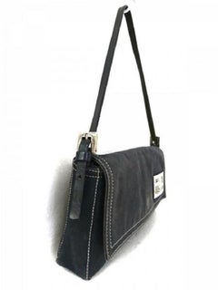 Fendi Ff Logo Monogram Mama Wristlet Flap 239756 Navy Blue Canvas Satchel