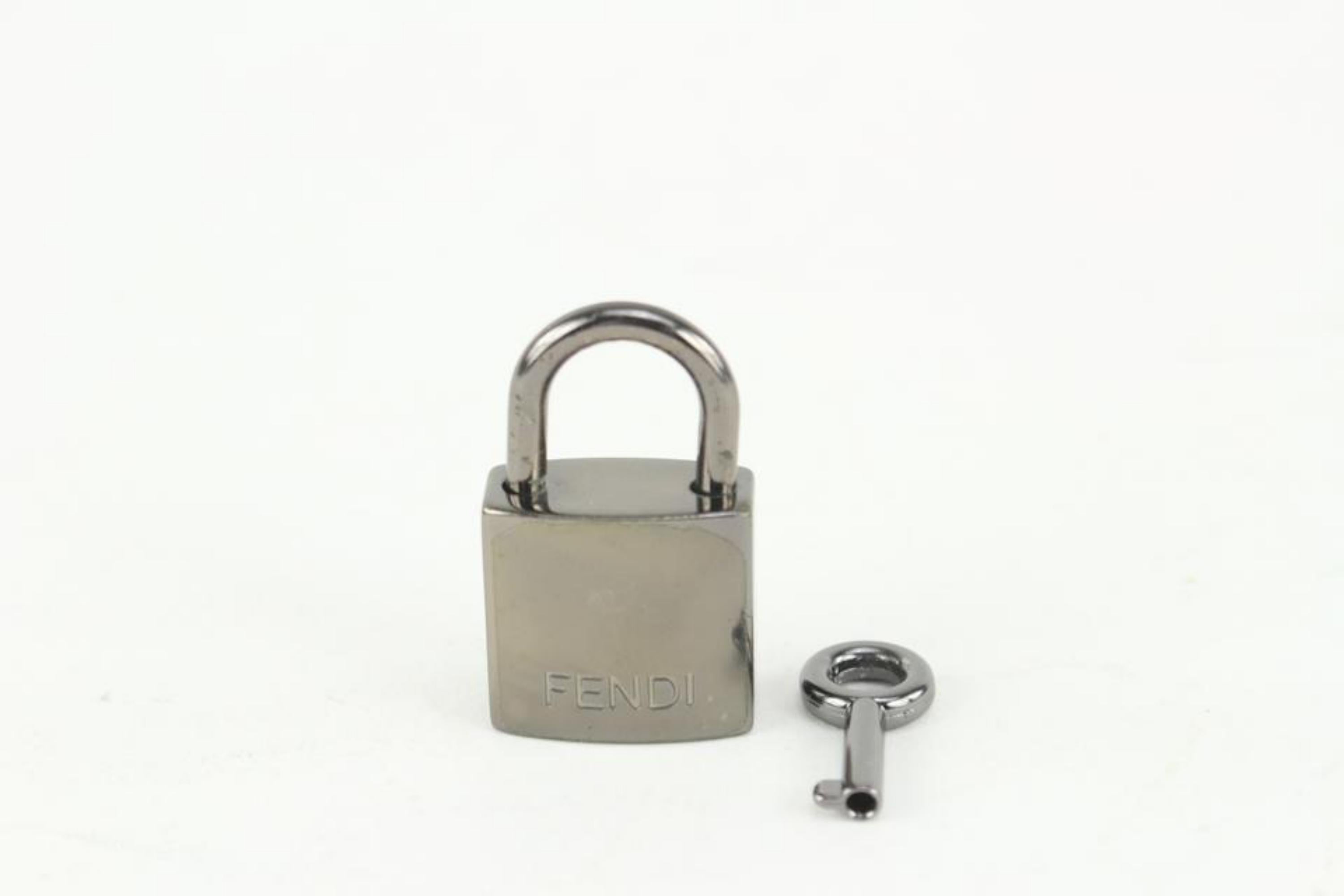 Gray Fendi FF Logo Padlock and Key Lock Set Bag Charm 126f48
