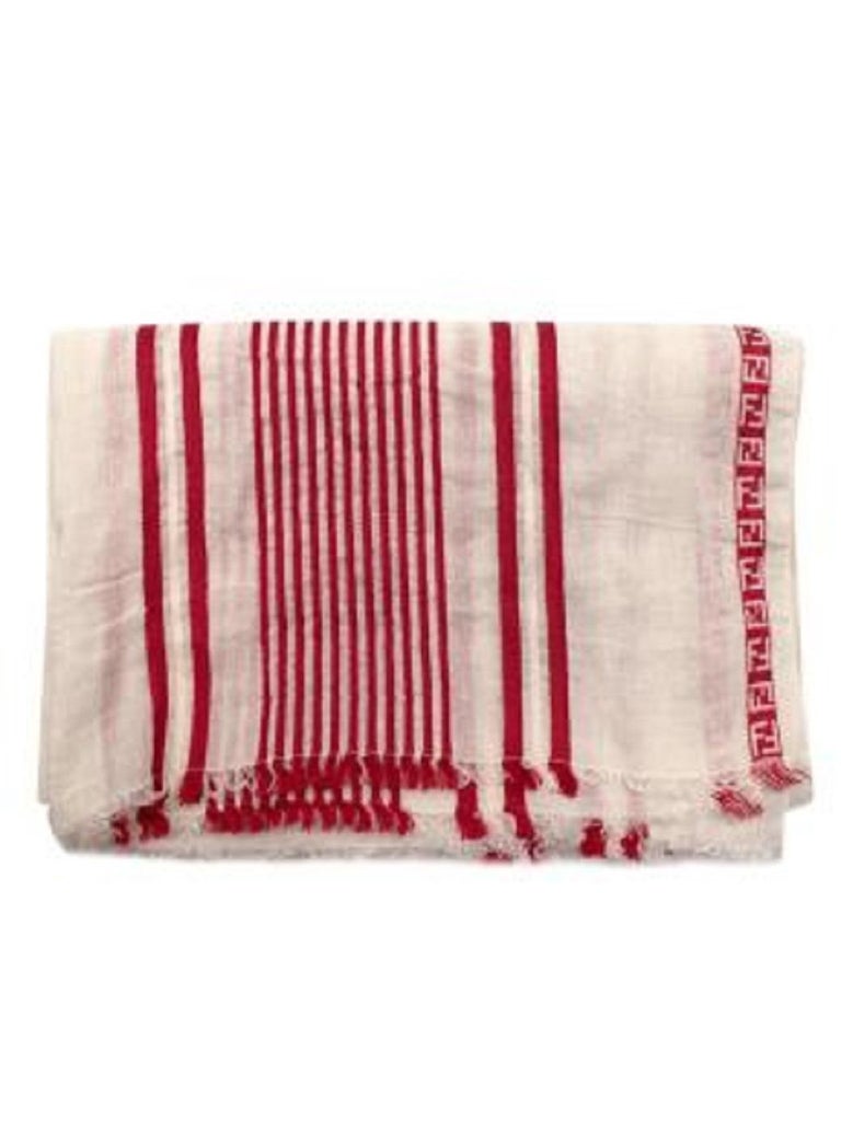 Fendi FF Logo Red and Cream Beach Cover Up/ Scarf For Sale at 1stDibs