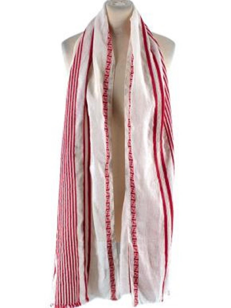 Fendi FF Logo Red and Cream Beach Cover Up/ Scarf For Sale at 1stDibs