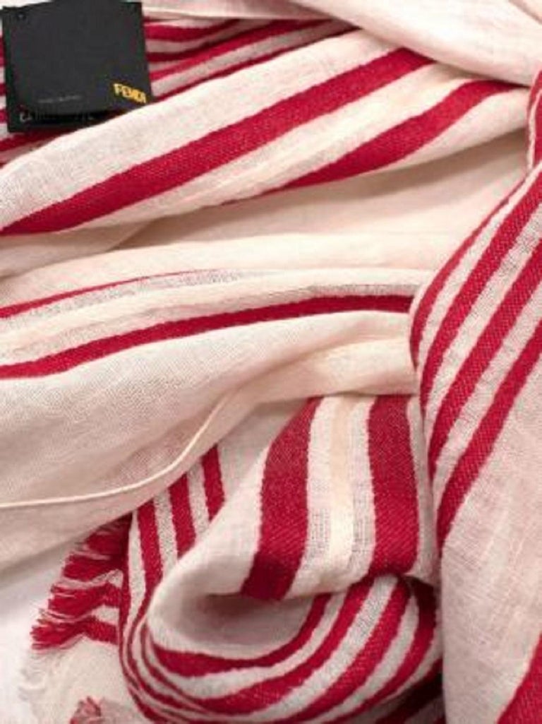 Fendi FF Logo Red and Cream Beach Cover Up/ Scarf For Sale at 1stDibs