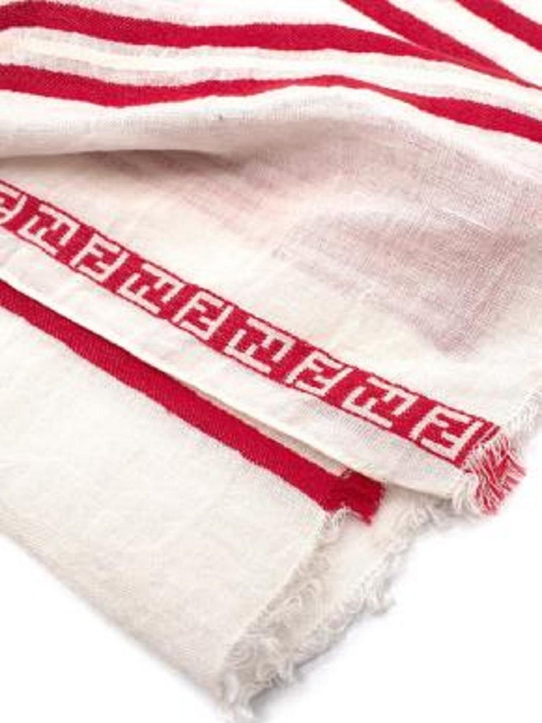 Fendi FF Logo Red and Cream Beach Cover Up/ Scarf For Sale at 1stDibs