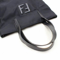 Fendi Ff Logo Shopper 868299 Black Nylon Tote
