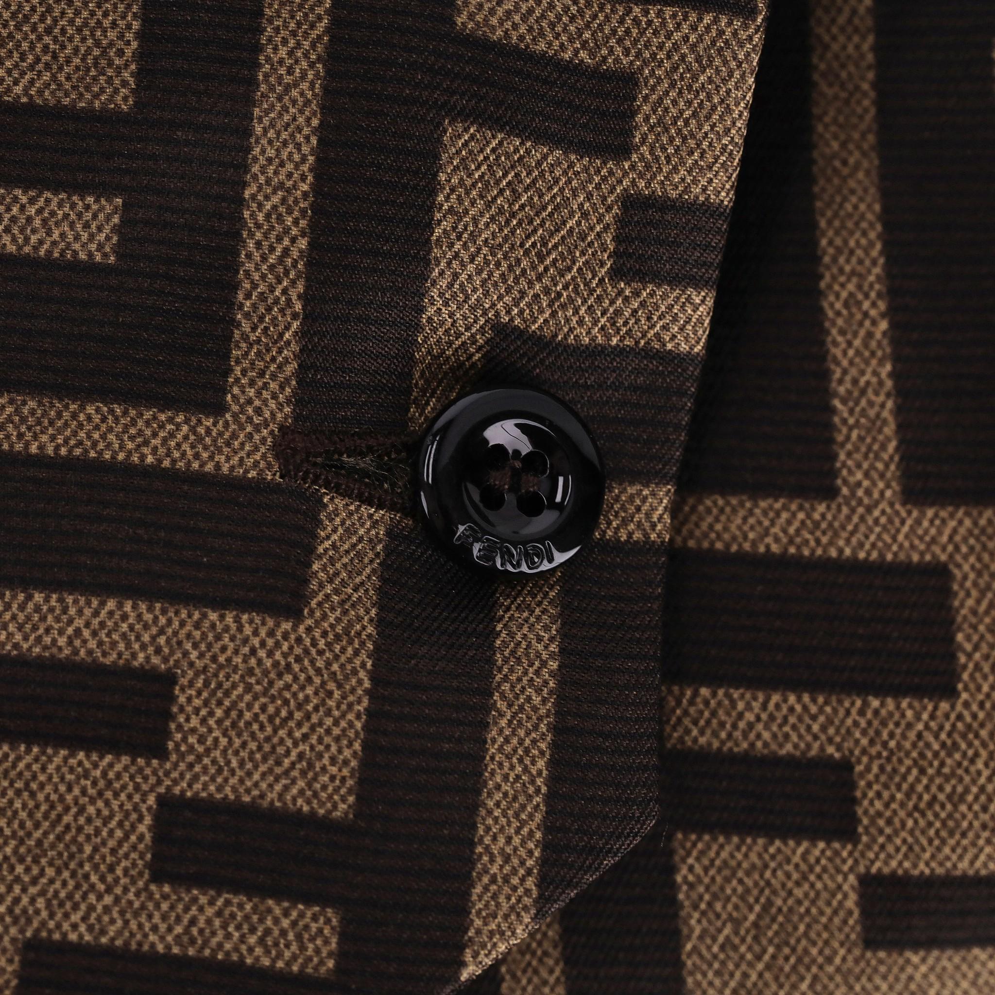 Fendi ‘FF' Logo Silk Twill Belted Shirt Dress 1