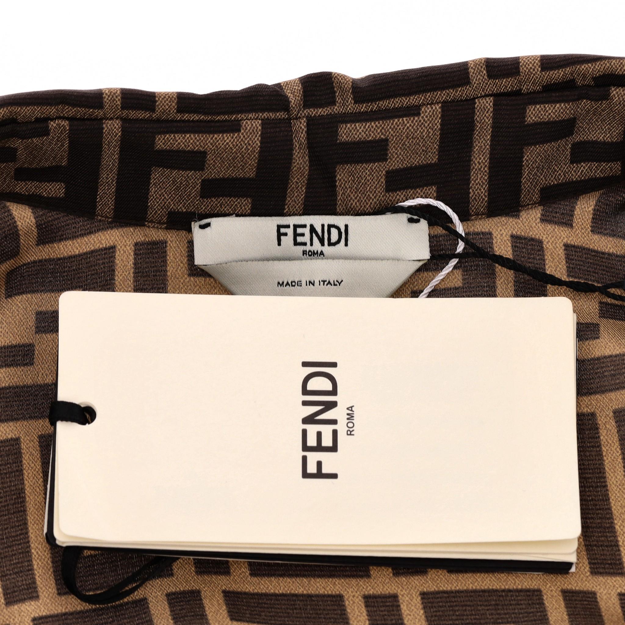 Fendi ‘FF' Logo Silk Twill Belted Shirt Dress 2