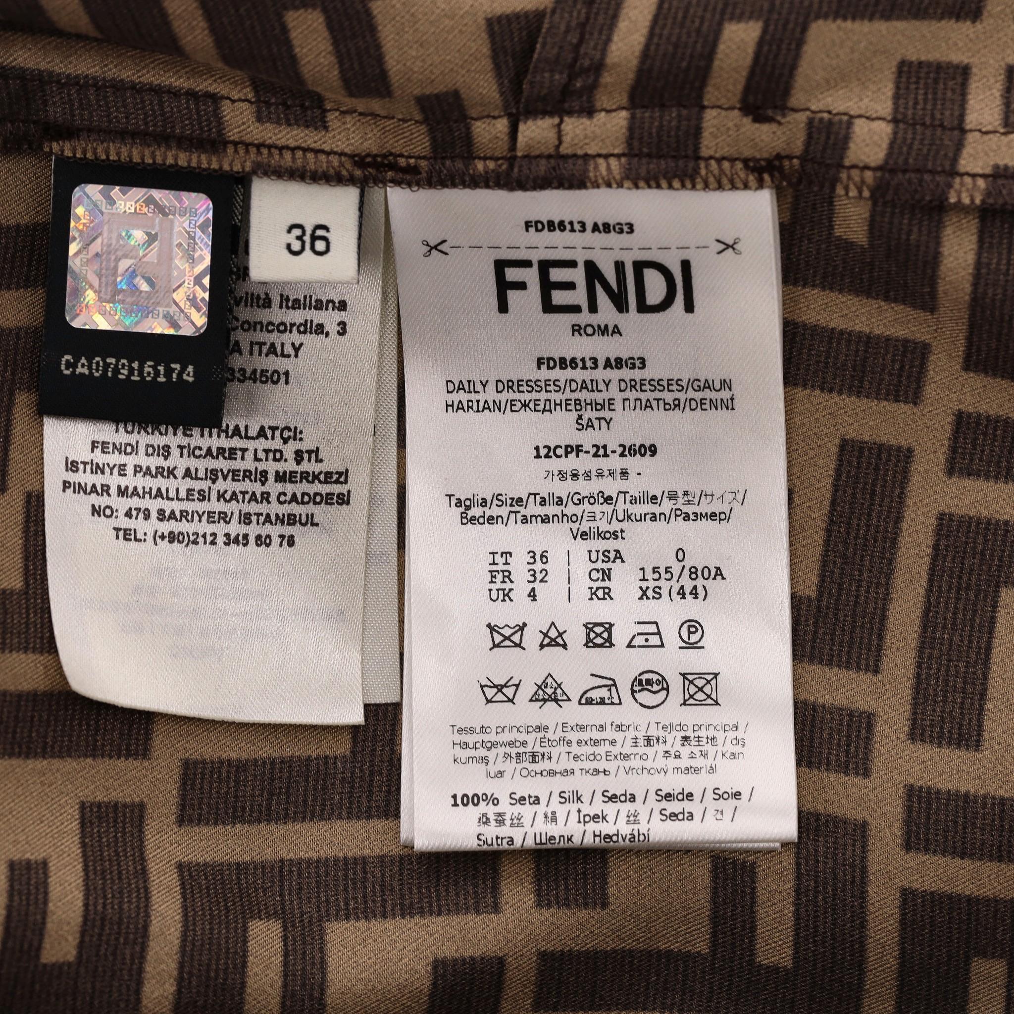 Fendi ‘FF' Logo Silk Twill Belted Shirt Dress 3