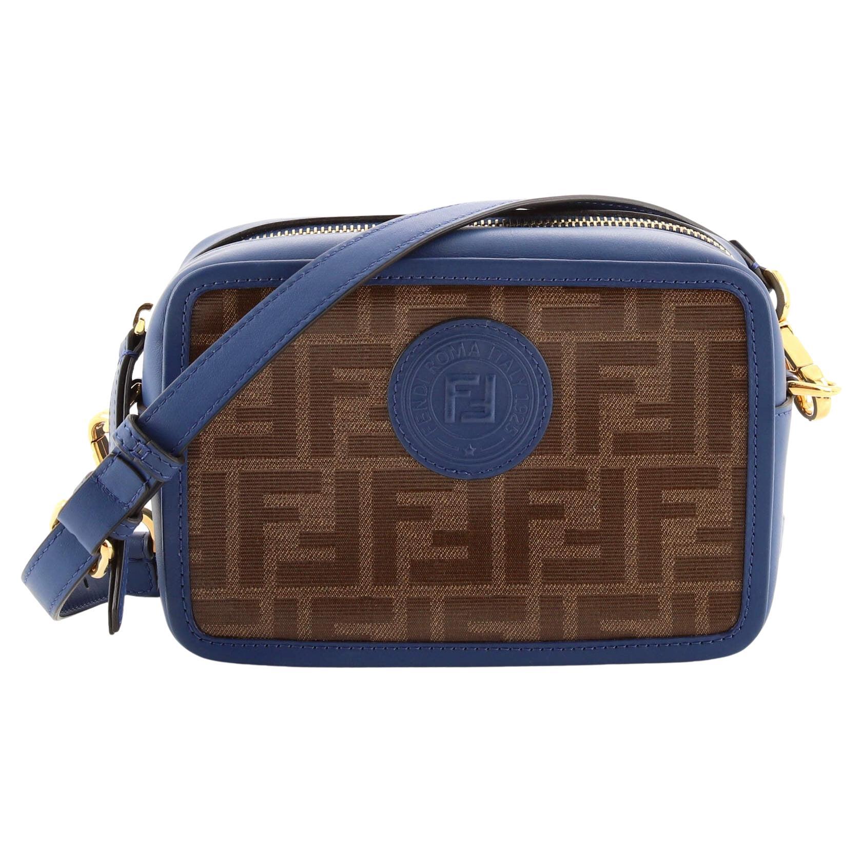 Fendi FF Logo Stamp Camera Bag Zucca Coated Canvas Mini