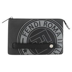 Fendi FF Logo Stamp Clutch Printed Leather Small