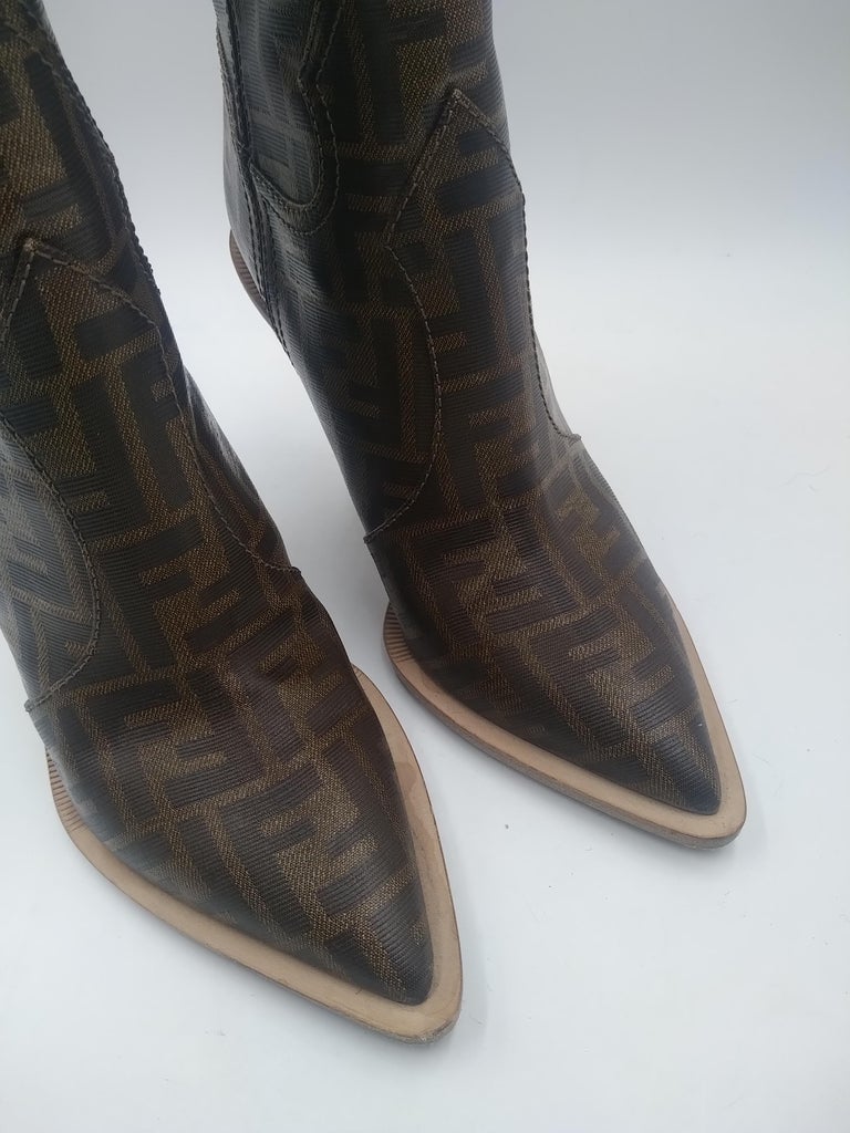 Fendi FF Logo Western Cowboy Boots For Sale at 1stDibs | fendi cowboy boots,  fendi logo cowboy boots, fendi western boots