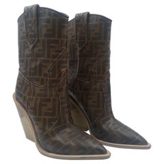 Fendi FF Logo Western Cowboy Boots