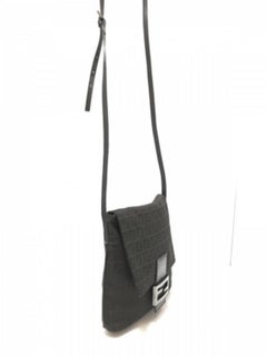 Fendi Ff Monogram 228034 Black Coated Canvas Cross Body Bag