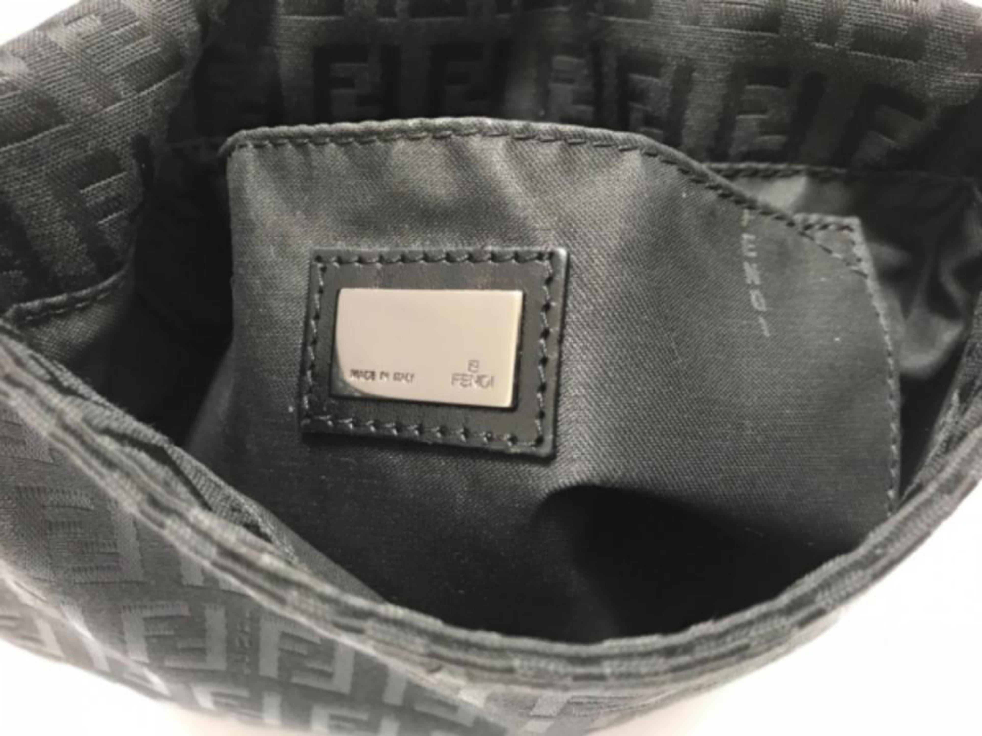 Fendi Ff Monogram 228034 Black Coated Canvas Cross Body Bag In Good Condition For Sale In Forest Hills, NY