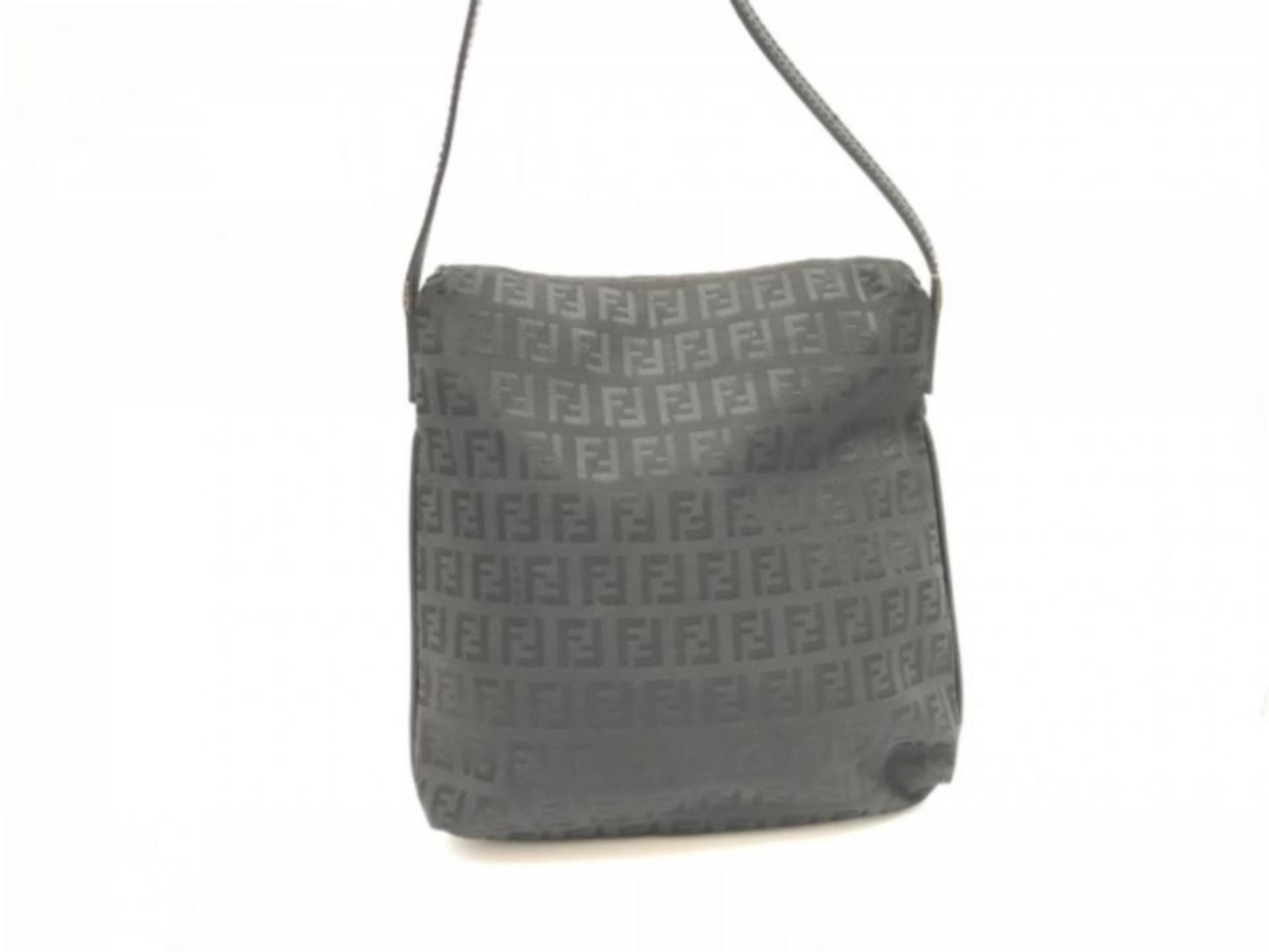 Fendi Ff Monogram 228034 Black Coated Canvas Cross Body Bag For Sale 2