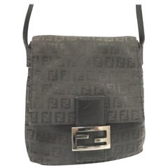 Fendi Ff Monogram 228034 Black Coated Canvas Cross Body Bag
