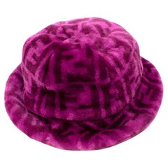 Fendi FF Monogram Purple Shearling Bucket Hat