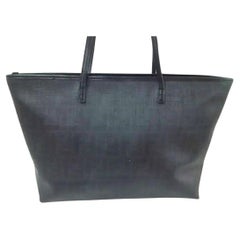 Fendi Ff Monogram Zucca Roll Tote 239762 Black Coated Canvas Shoulder Bag