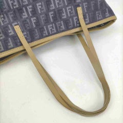 Fendi Ff Monogram Zucca Shopper 860049 Navy Blue Denim Tote