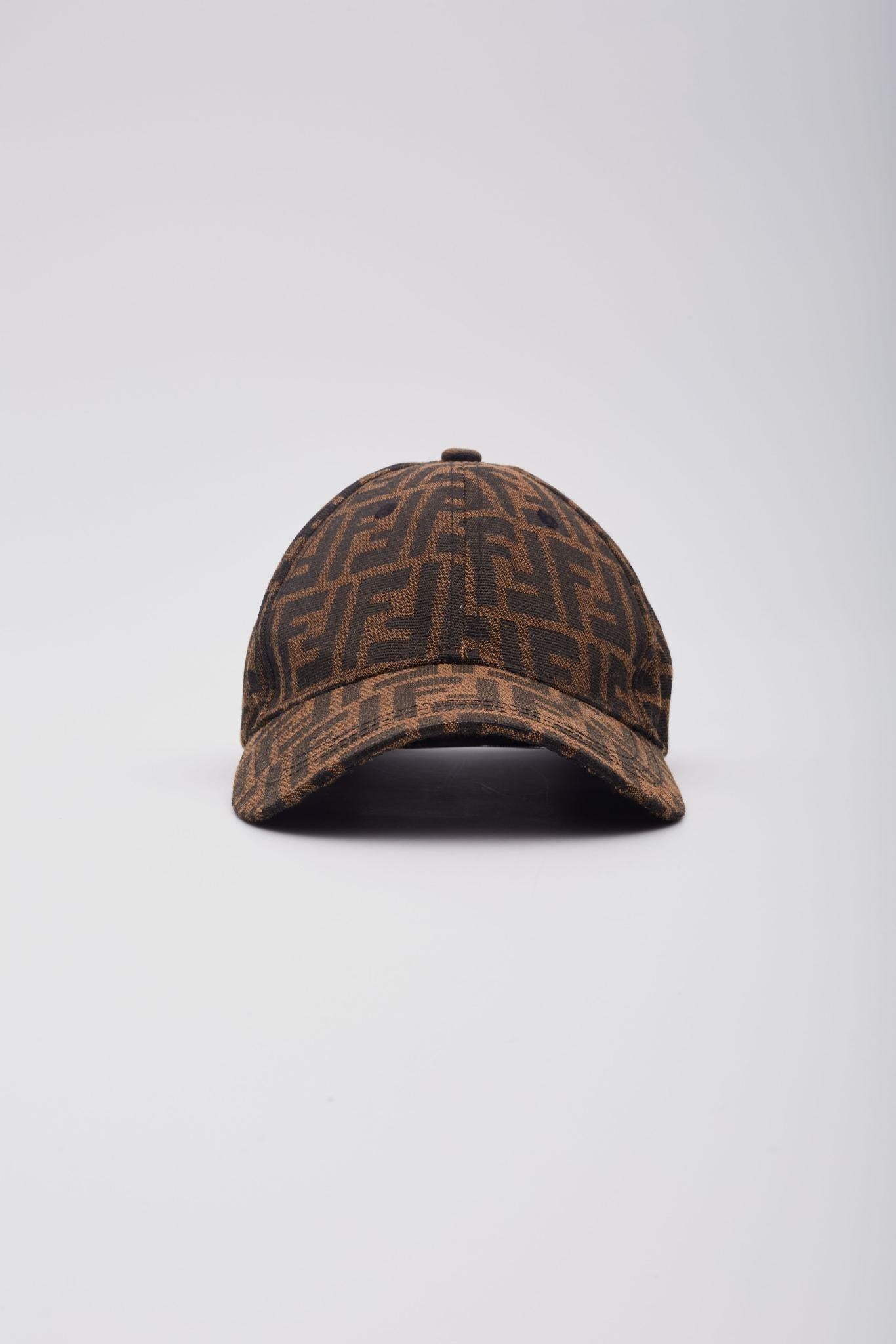 Black Fendi FF Monogrsm Ebony Baseball Hat For Sale