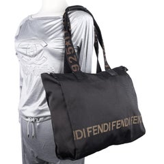 Fendi FF Nylon Shoulder Bag Black